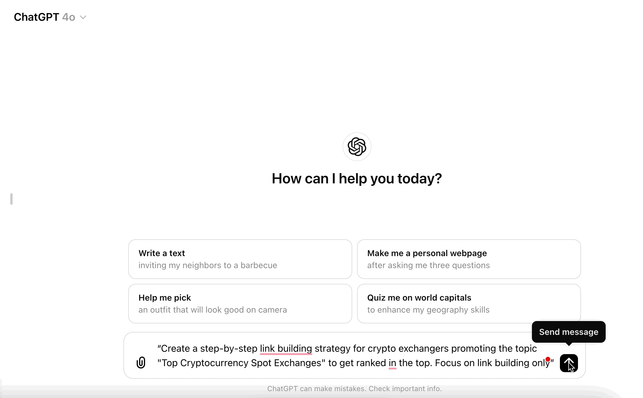 Create the best link building strategy with ChatGPT